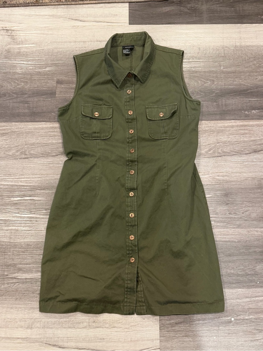 Boutique Europa Womens Green Sleeveless Button Down Collared Sleeveless Dress 14